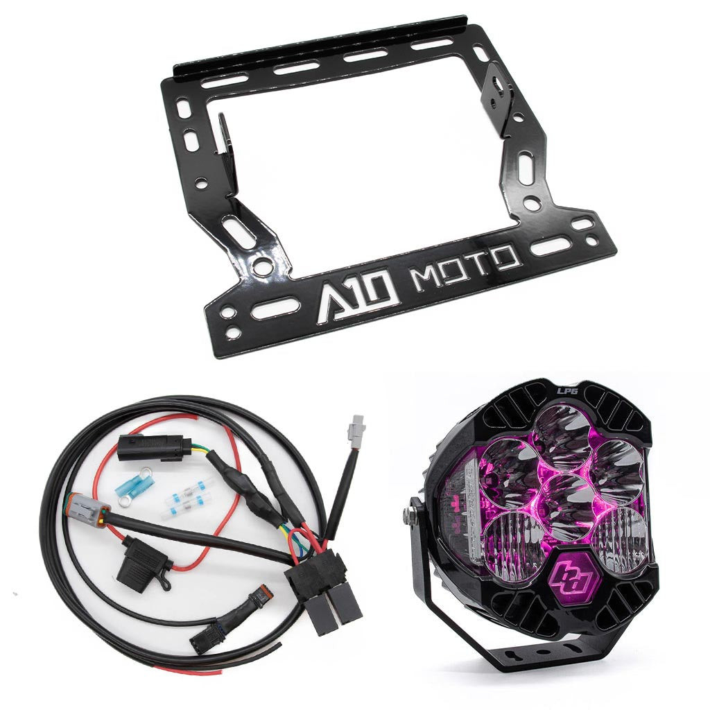 A10 Moto Indian Challenger Baja Designs LP6 Light Bracket Combo Kit