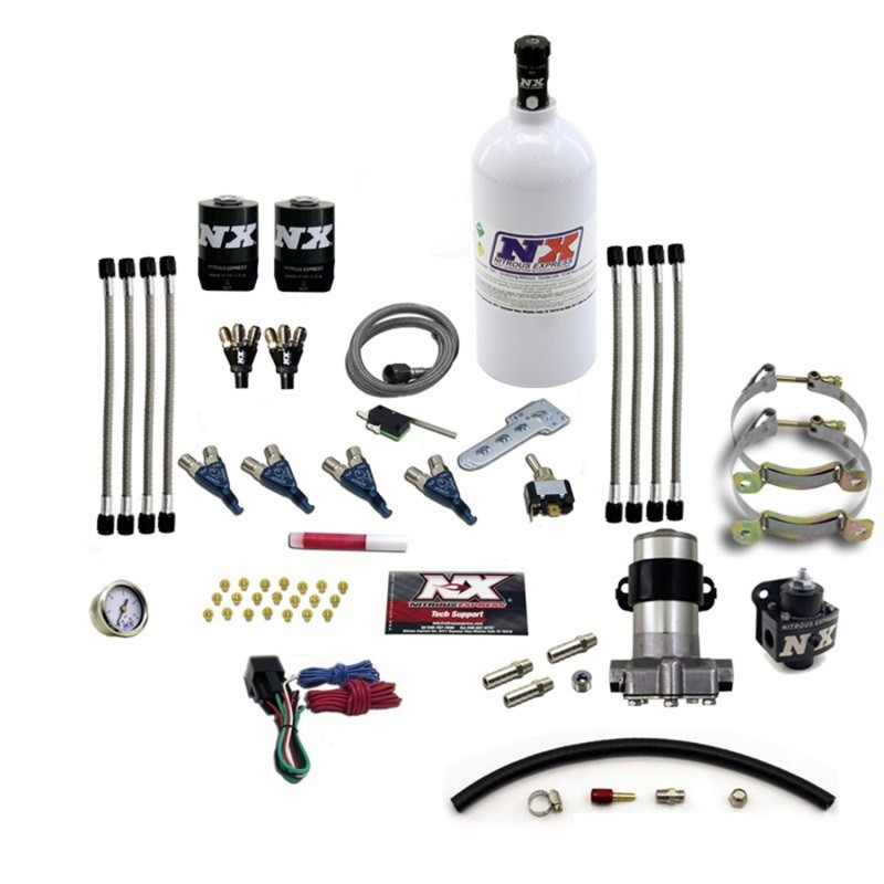 Nitrous Express 60006P Nitrous Express 4 Cyl Piranha Nitrous Kit (Pro-Mod) w/2.5lb Bottle