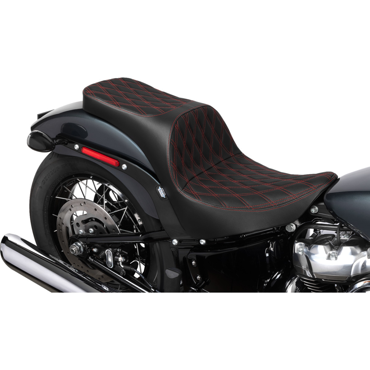 Drag Specialties Seats - Freedom Seat - Vinyl - Double Diamond Red Stitch - FL/FX '18-'25