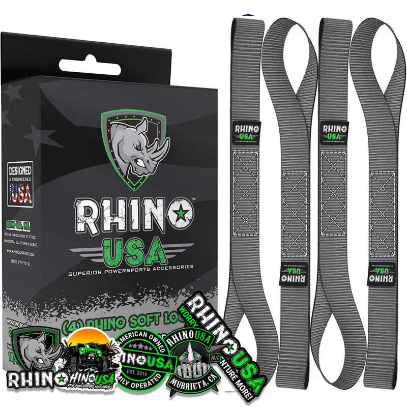 Rhino USA SOFT4PACK-GRY Rhino USA Soft Loops Motorcycle Tie-Down Set 4-Pack Gray