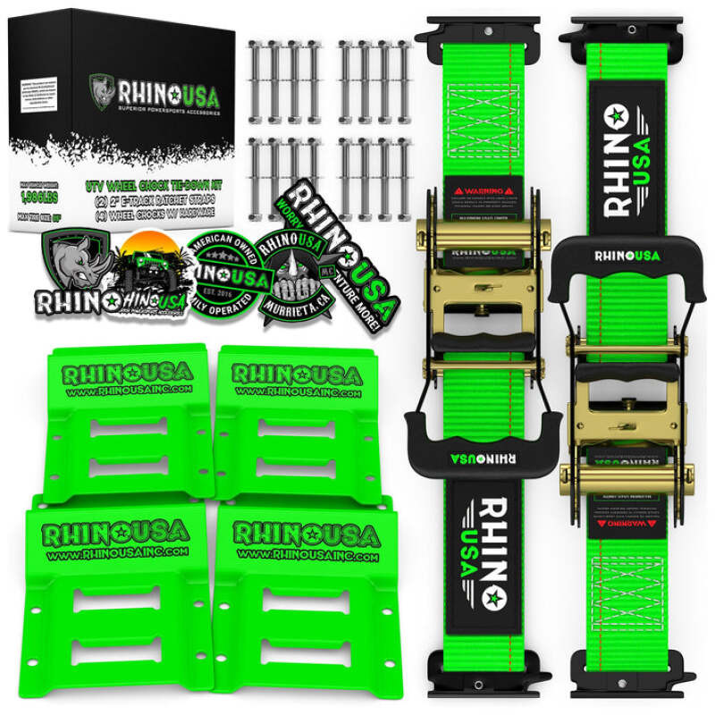 Rhino USA RNO-CHOCK-SET Rhino USA UTV Wheel Chock Tie-Down Kit (2-Wheel Kit) (Green)