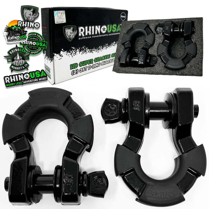 Rhino USA SUPERSHACK-BLK Rhino USA 8T Super Shackle 2-Pack (Black)