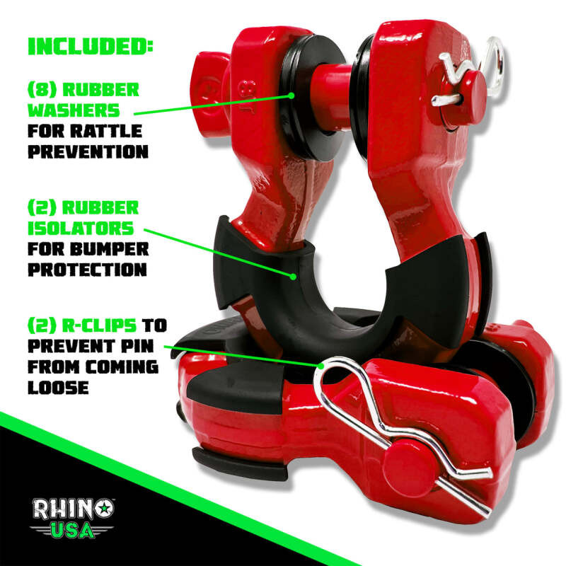 Rhino USA SUPERSHACK-RED Rhino USA 8T Super Shackle 2-Pack (Red)