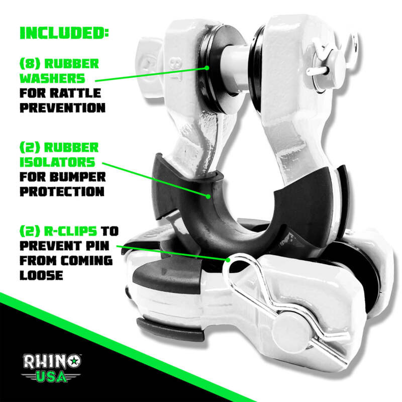 Rhino USA SUPERSHACK-WHT Rhino USA 8T Super Shackle 2-Pack (White)