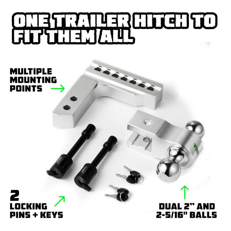 Rhino USA RG-HTDROP2-SVR Rhino USA 6In Heavy Duty Drop Hitch - 2In (Silver)