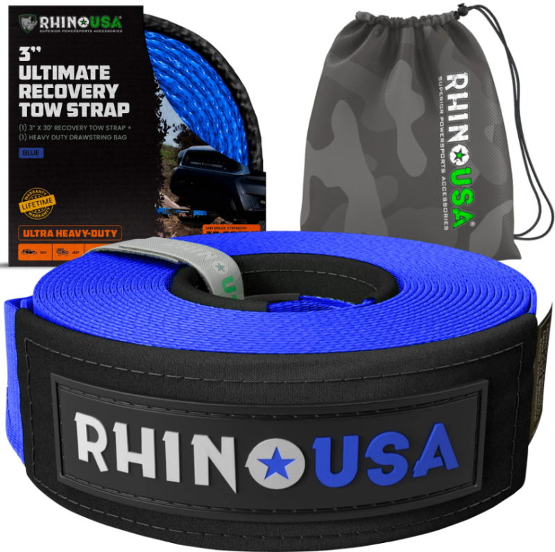 Rhino USA RG-TS3X30-BLU Rhino USA Recovery Tow Strap 3In x 30Ft (Blue)