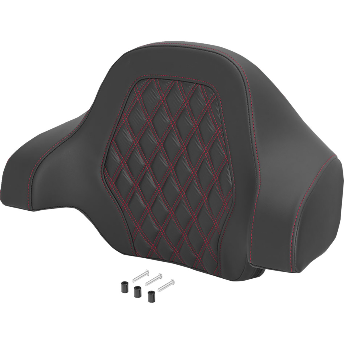 Saddlemen #071020704 - Deluxe Tour Pack Sissy Bar Pad - Carbon Fiber - Red Lattice Stitch