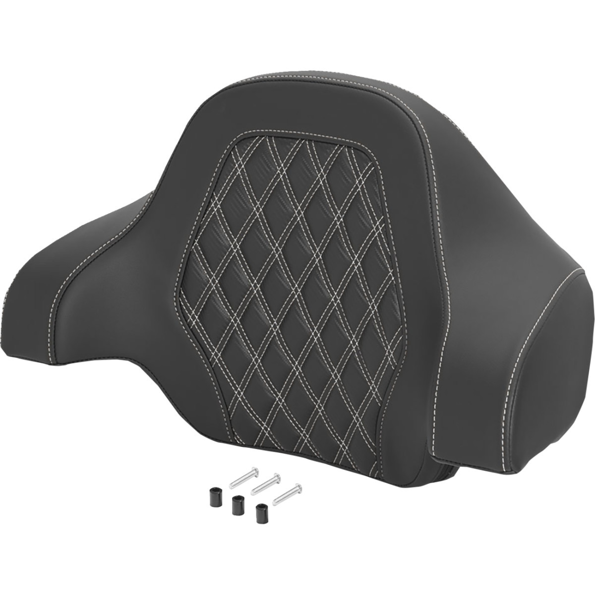 Saddlemen #071020706 - Deluxe Tour Pack Sissy Bar Pad - Carbon Fiber - White Lattice Stitch