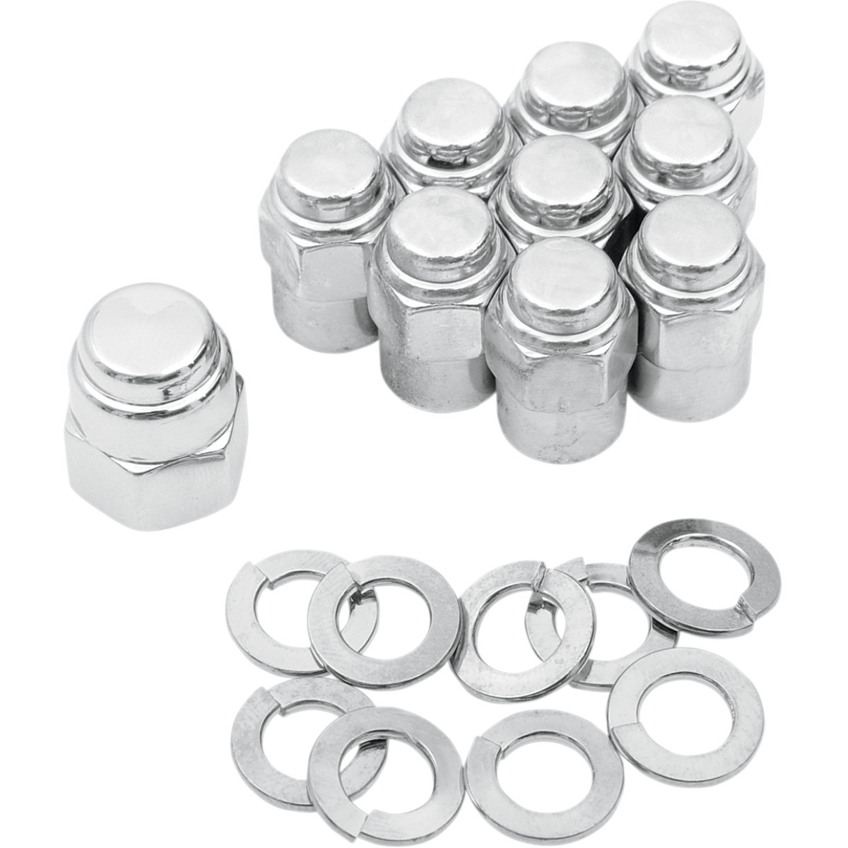 Colony #8752-19 - Cap Nuts with Washers - Transmission/Kicker Cover - Hex - '36-'85 Harley-Davidson