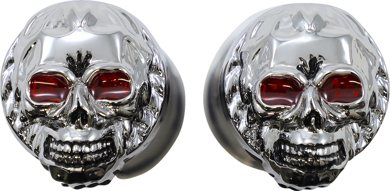 Drag Specialties Skull Grips - Red Eyes - Chrome