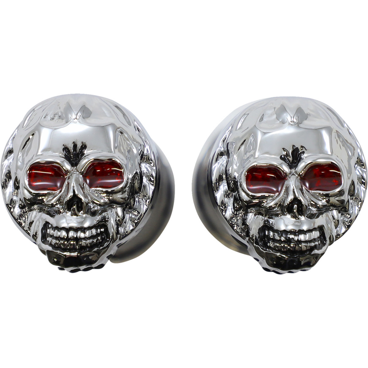 Drag Specialties - Skull Grips - Red Eyes - Chrome