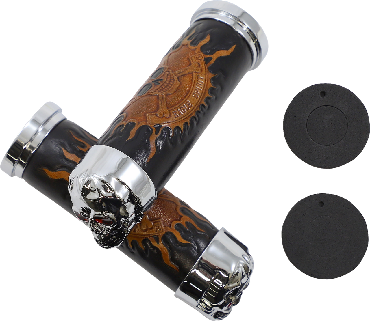 Grips - Skull Grips - Red Eyes - Chrome