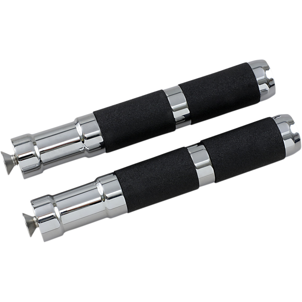 Accutronix #PF121-SRC - Rubber Foot Pegs - Rigid Mount - Chrome/Black