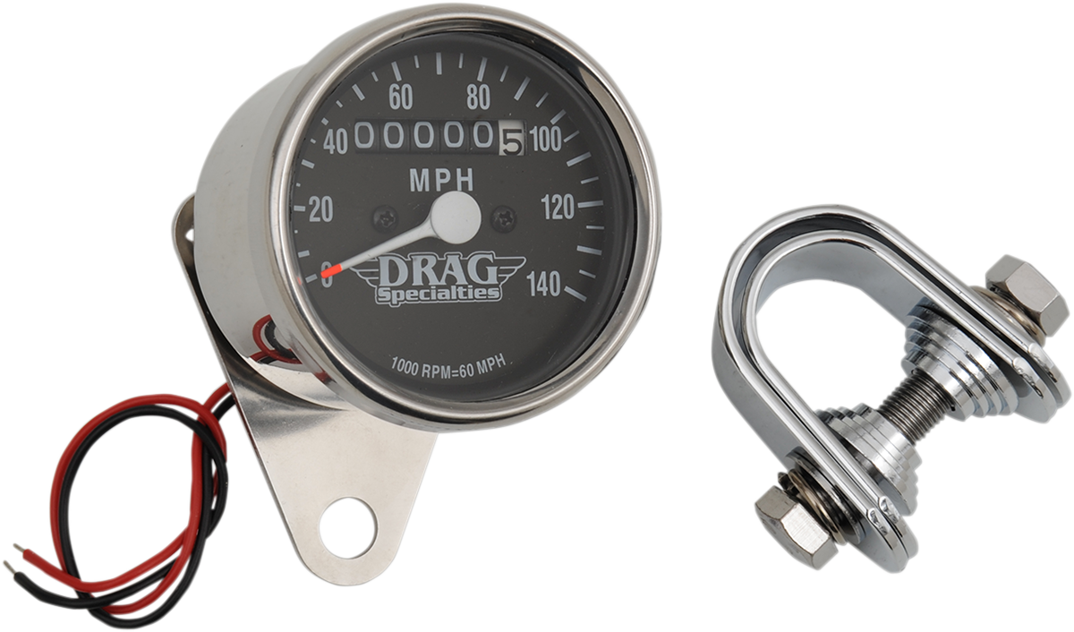 2.4" MPH Mini LED Mechanical Speedometer/Indicators - Chrome Housing - Black Face - 1:1