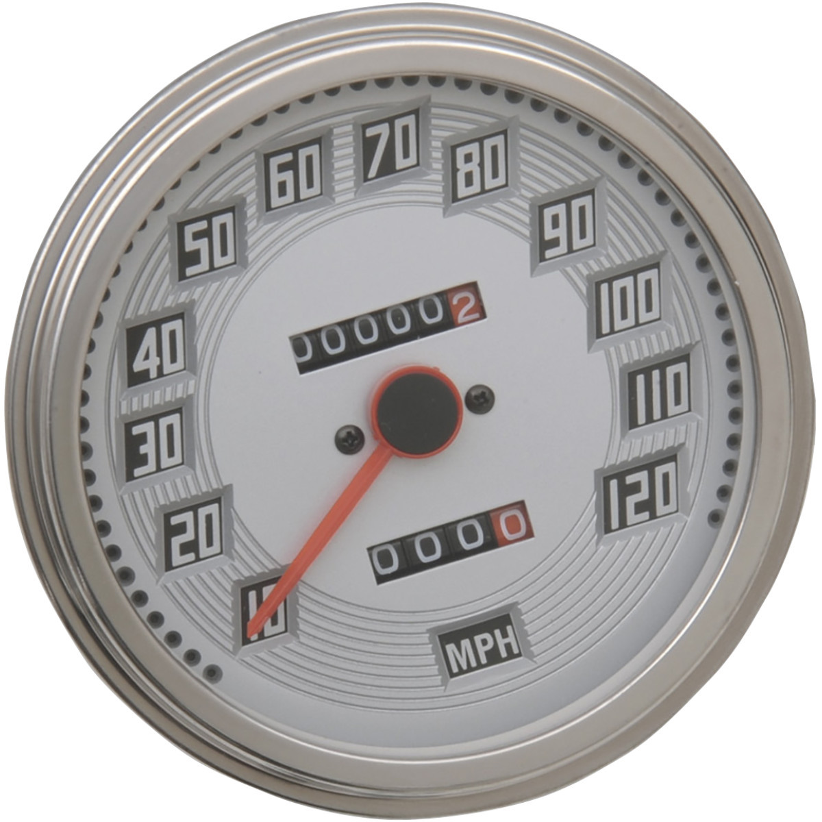 Drag Specialties - 5" MPH FL-Style 2:1 Speedometer with Tach - Billet Look White Face