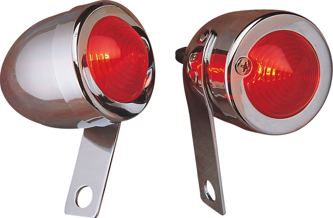 Drag Specialties Bullet Light - Side-Mount - Left - Red Lens - Chrome