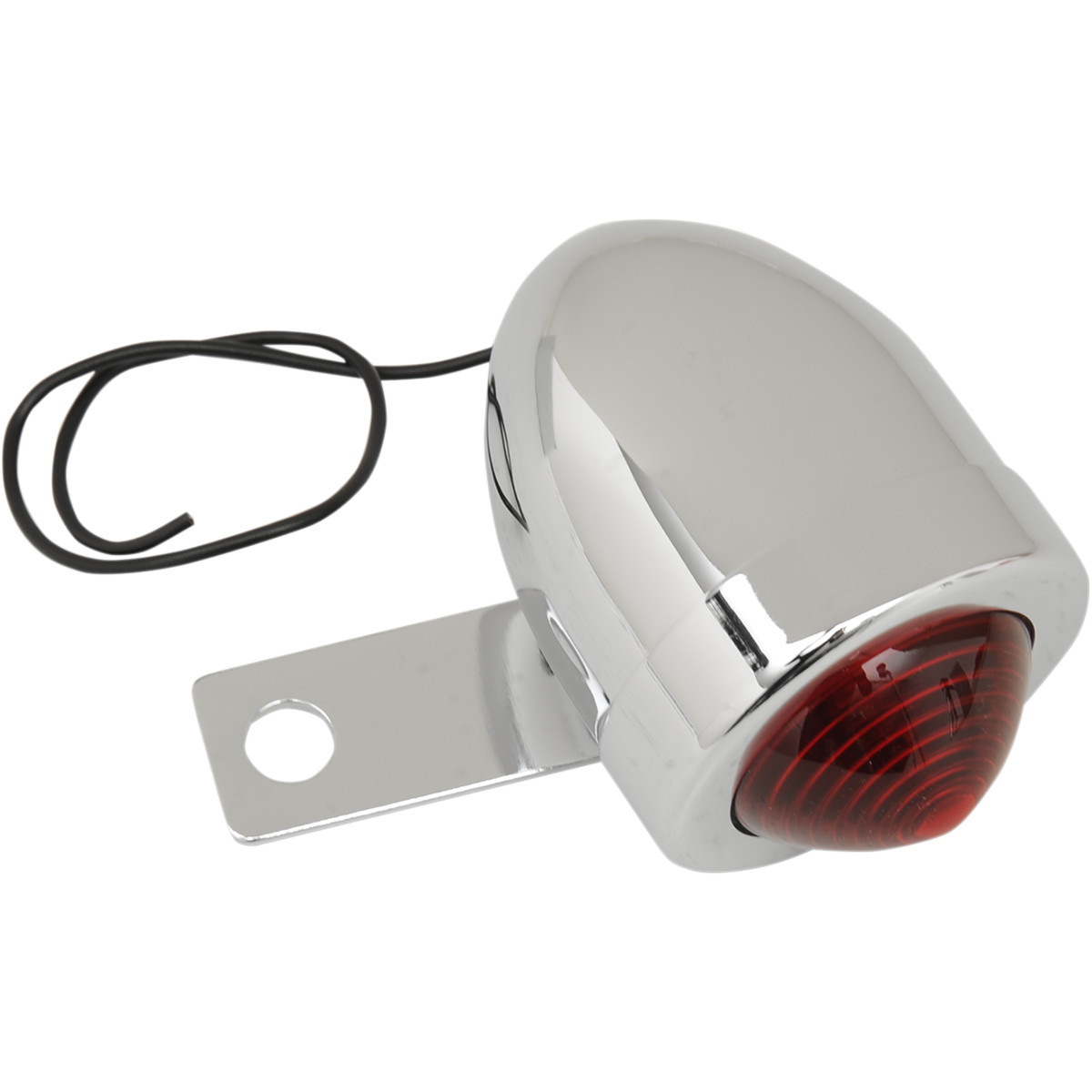 Drag Specialties - Bullet Light - Side-Mount - Left - Red Lens - Chrome