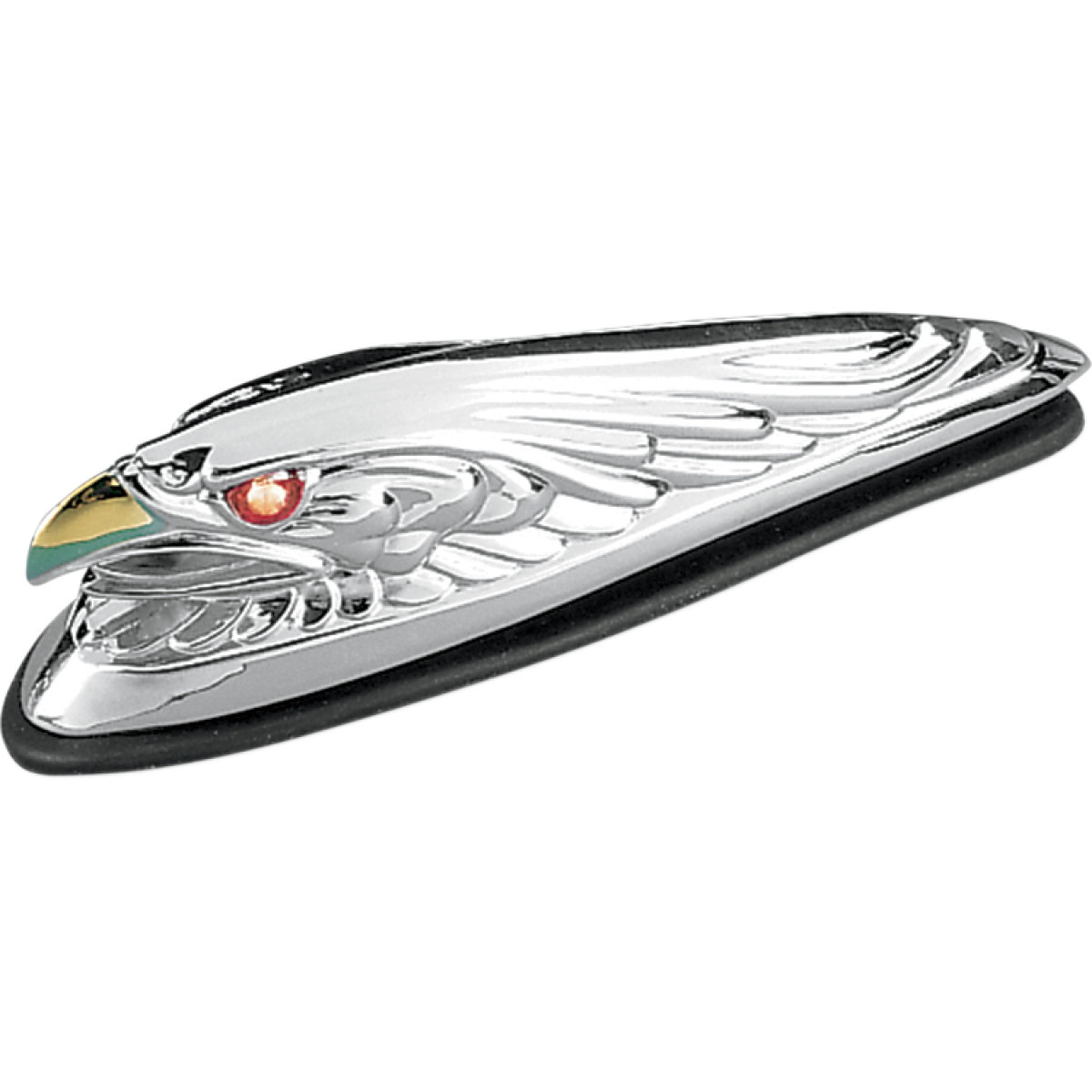 Drag Specialties - Eagle Head with Lights - Red Eyes - Small - Chrome