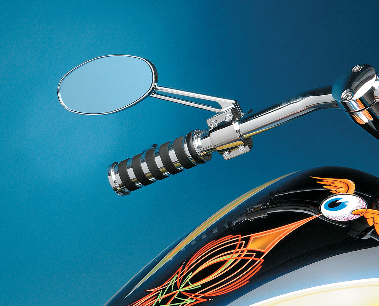 Drag Specialties Mirror - Stealth II - Side View - Oval - Chrome w/Anti-Glare Blue Tint