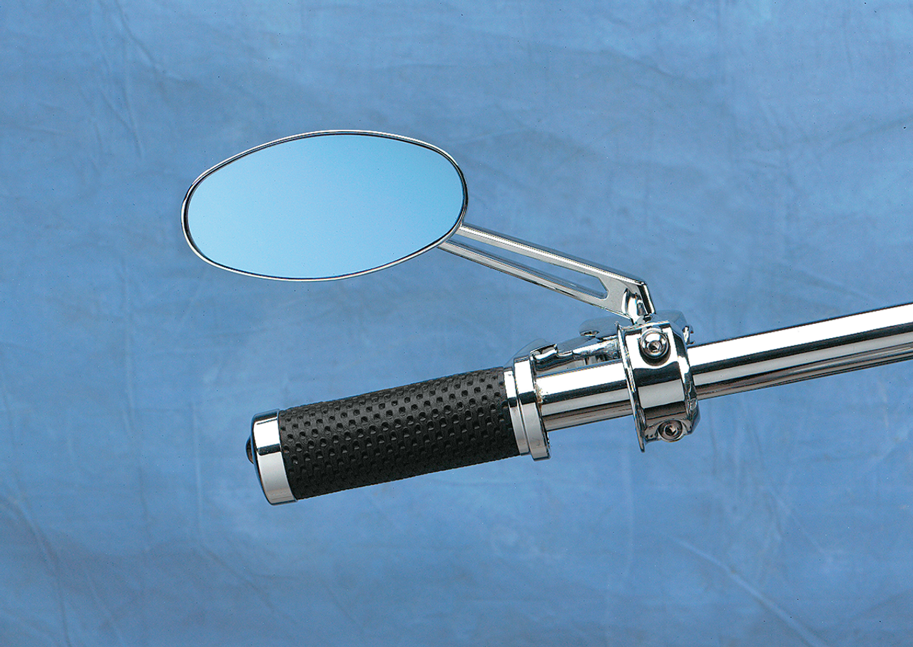 Drag Specialties Mirror - Stealth II - Side View - Oval - Chrome w/Anti-Glare Blue Tint