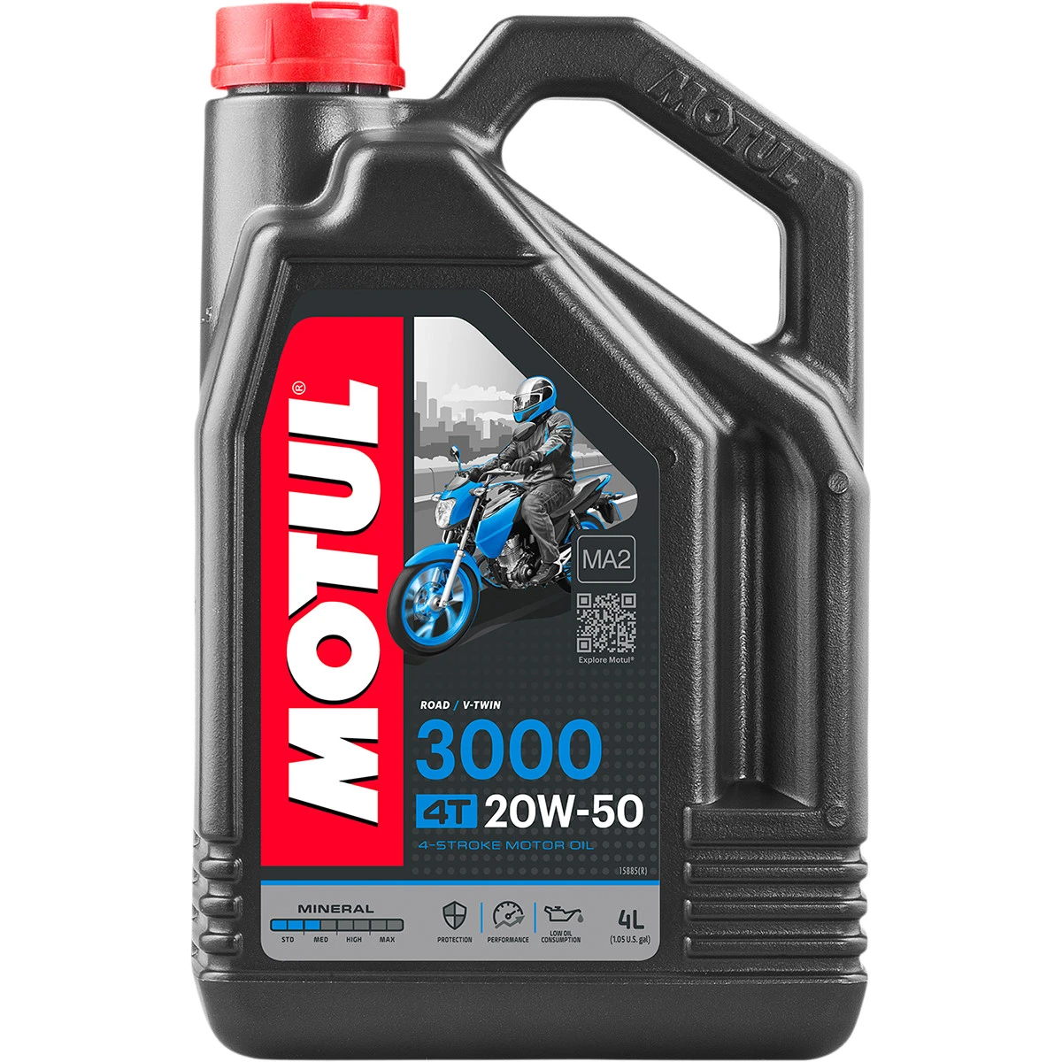 Motul #107319 - 3000 Mineral 4T Engine Oil - 20W-50 - 1 US gallon