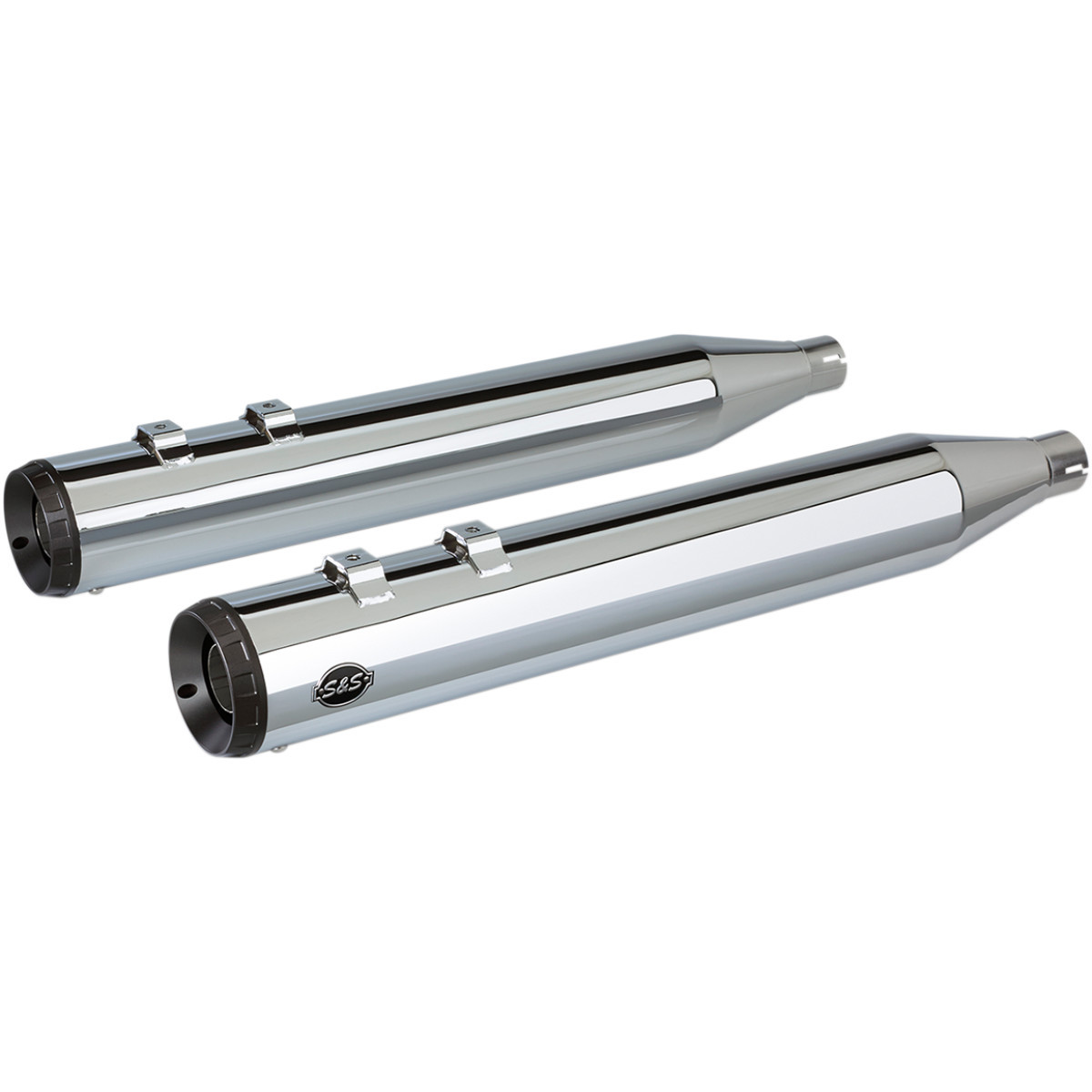 S&S Cycle #550-0689 - Grand National Slip-On Mufflers - Chrome - FLT '95-'16