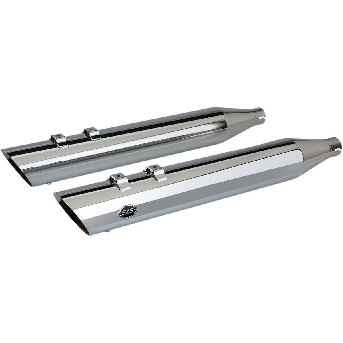 S&S Cycle #550-0691 - Slash Cut Slip-On Mufflers - Chrome