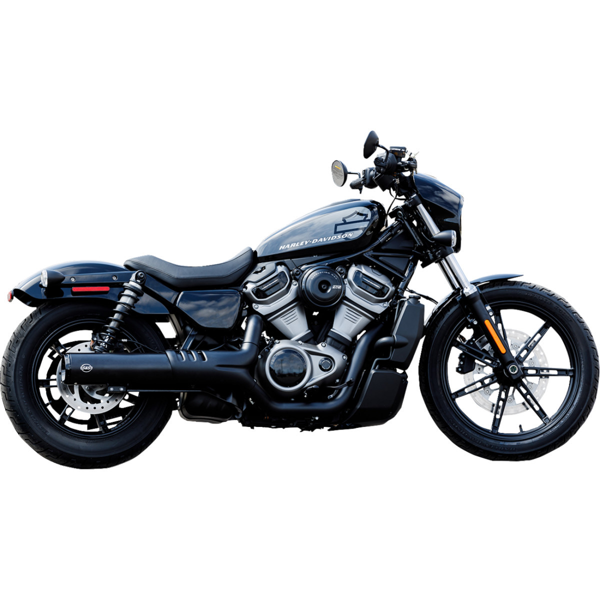 S&S Cycle #550-1074 - 4-1/2" Grand National Slip-On Muffler - Black - RH975 Nightster