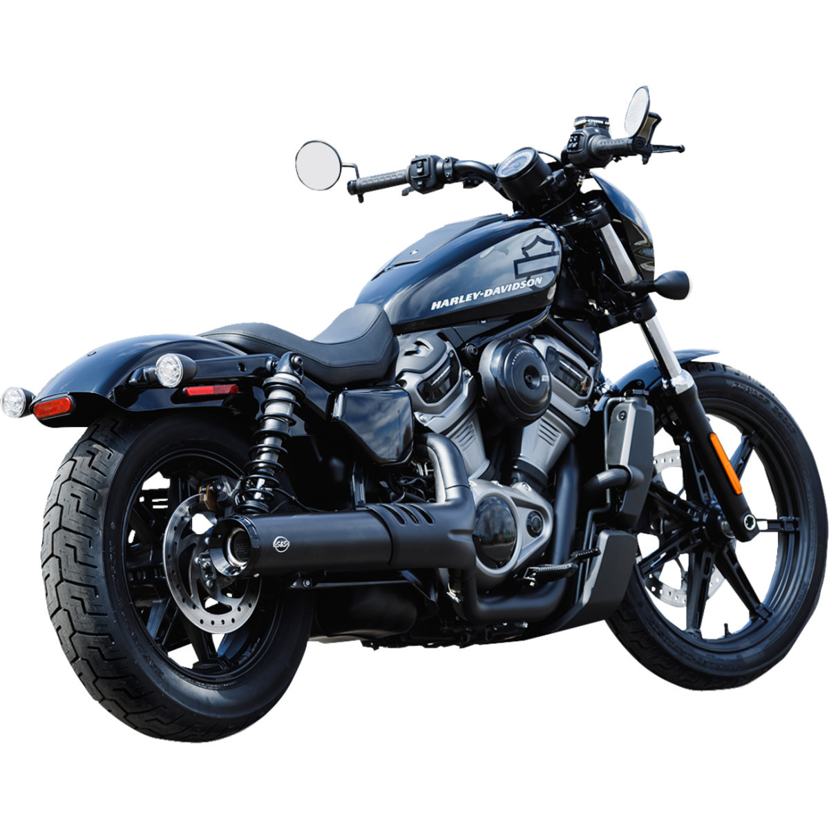 S&S Cycle #550-1074 - 4-1/2" Grand National Slip-On Muffler - Black - RH975 Nightster