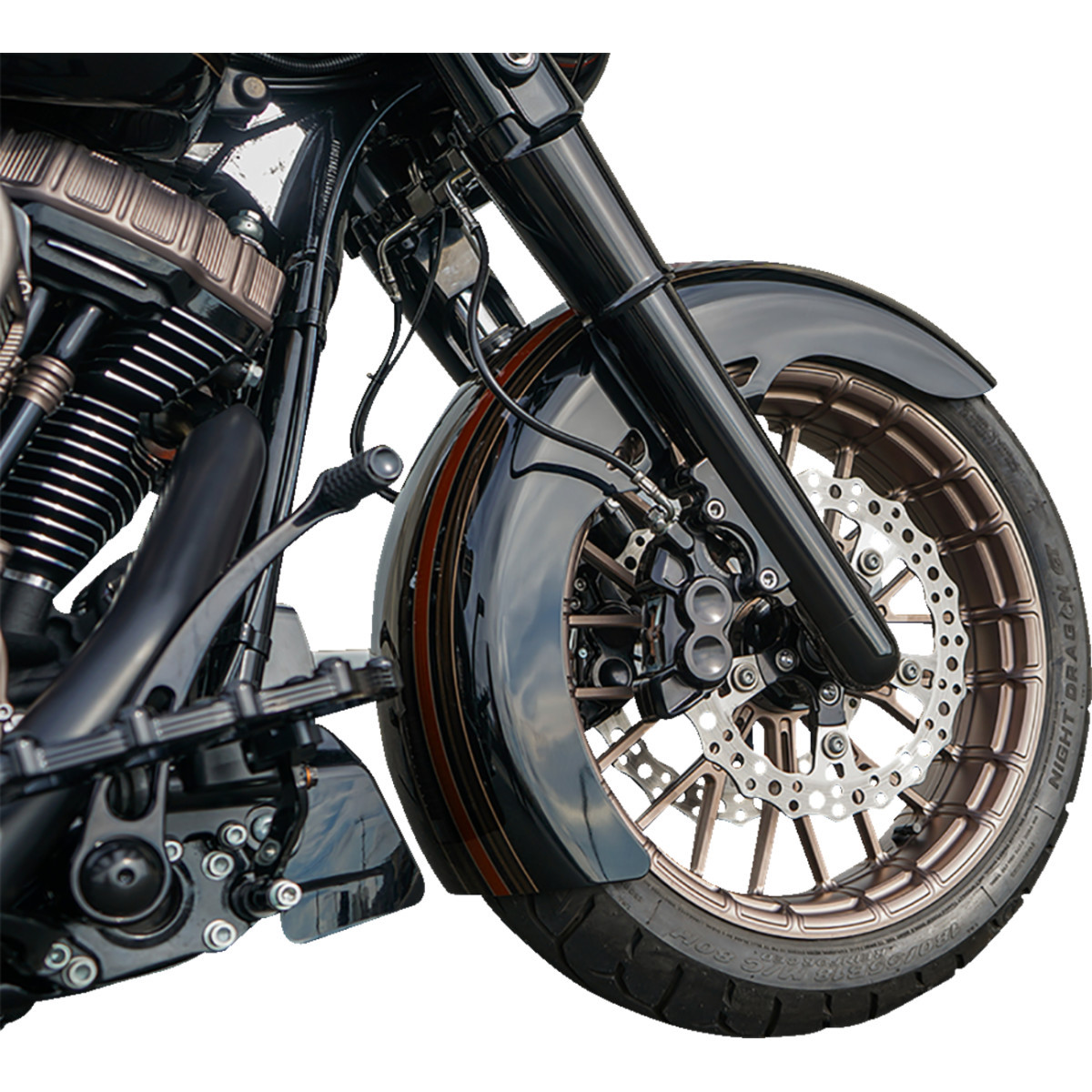 Arlen Ness #20-042 - Fat Tire Fork Boot Cover - Black Anodized - Smooth