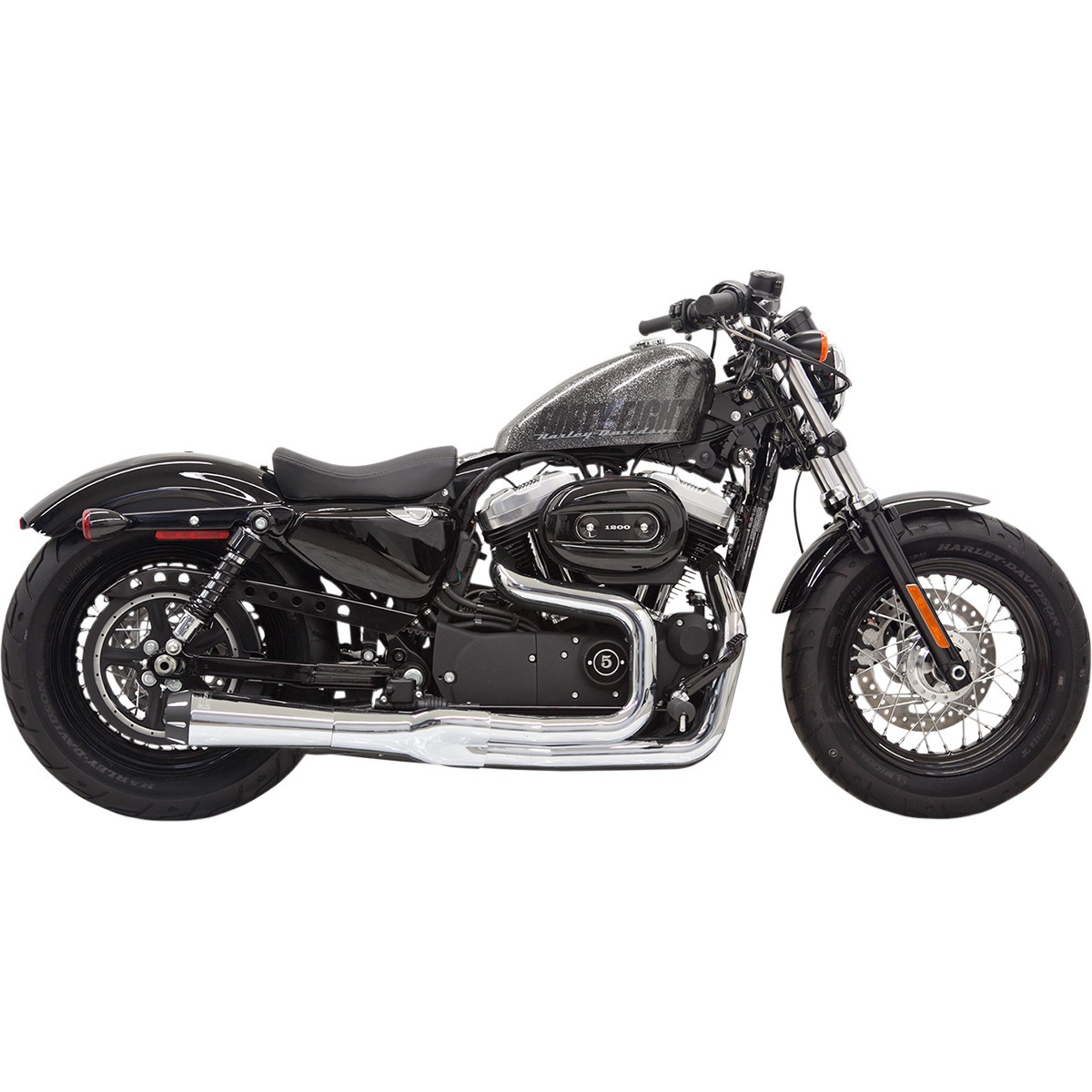 Bassani Xhaust #1X32R - Mega Power Exhaust - Chrome - Short - '14-'21 XL with Mid/Forward Controls