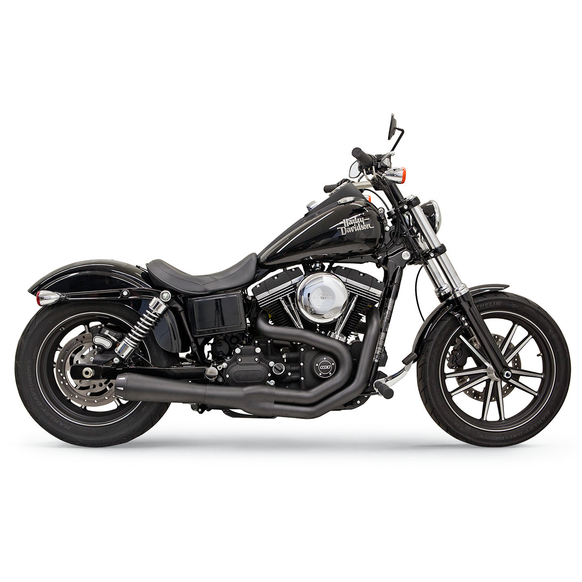 Bassani Xhaust #1D32RB - Mega Power Exhaust - Black - FXD/FXDWG with Mid/Forward Controls