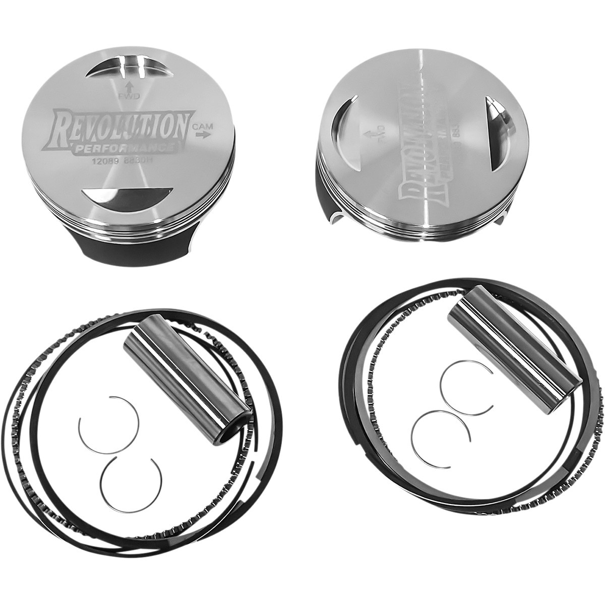 Revolution Performance, LLC #RP301-116W - Piston Kit - Flat-Top - For 107" Big Bore Cylinder Kit - Twin Cam