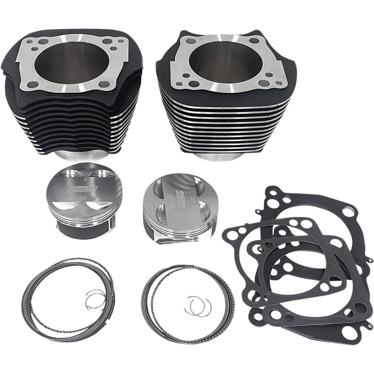 Revolution Performance, LLC #RP201-601W - Cylinder Kit - 124" - Big Bore - Black with Highlighted Fins - 107" M8