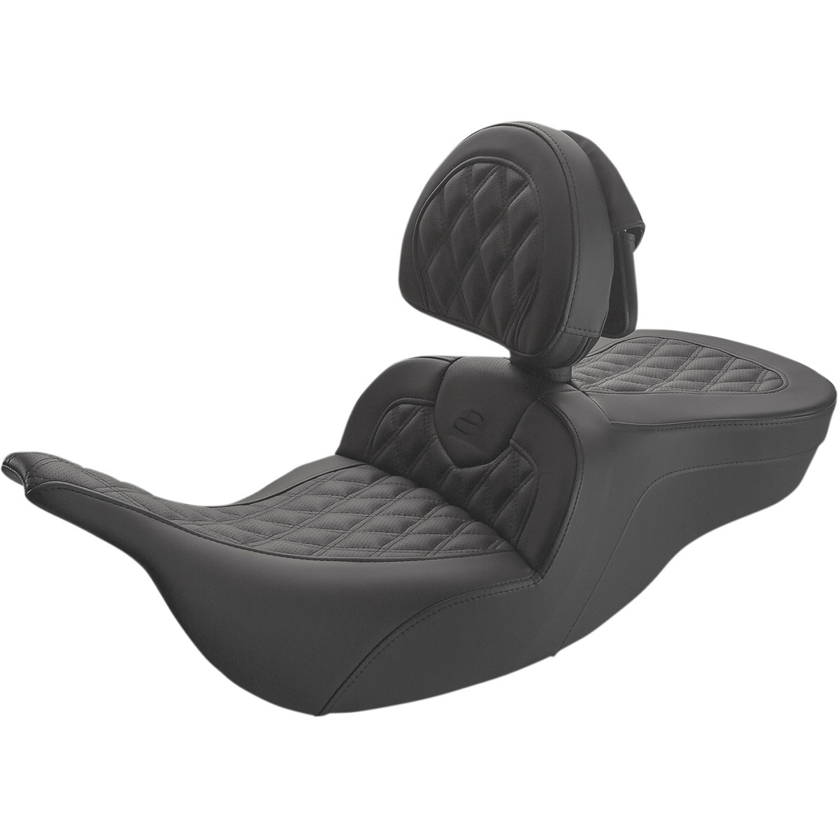 Saddlemen #897-07-182BR - Roadsofa™ Lattice Stitched Seat - w/ Driver Backrest - Black