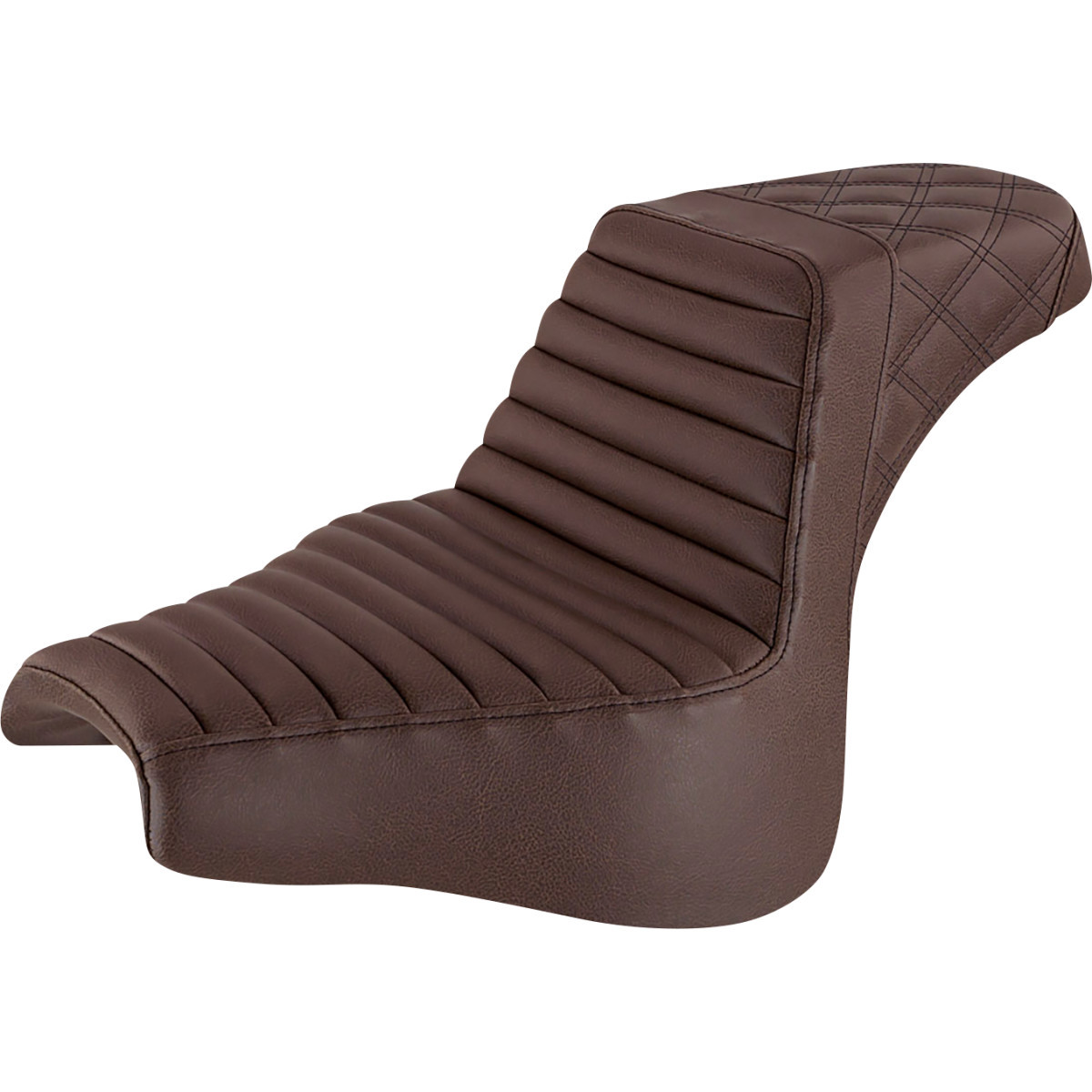 Saddlemen #818-28-176BR - Step-Up Seat - Front Tuck-n-Roll/Rear Lattice Stitch - Brown - FXFB/S '18-'23