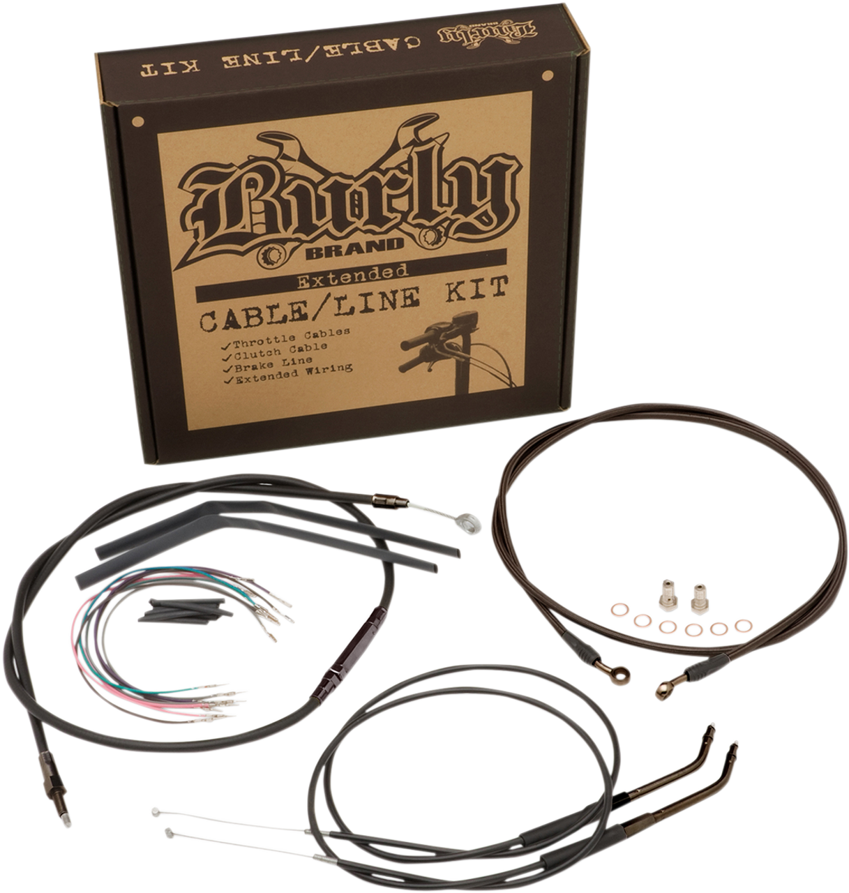 Burly Brand #B30-1145 - Cable Kit - Jail Bar - 14" Handlebars - Black Vinyl
