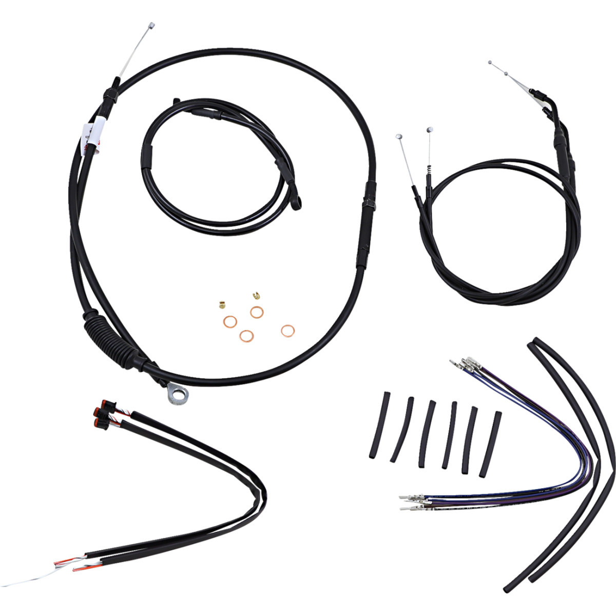 Burly Brand #B30-1145 - Jail Bar Cable Kit - 14" Handlebars - Black Vinyl - '14-'22 XL