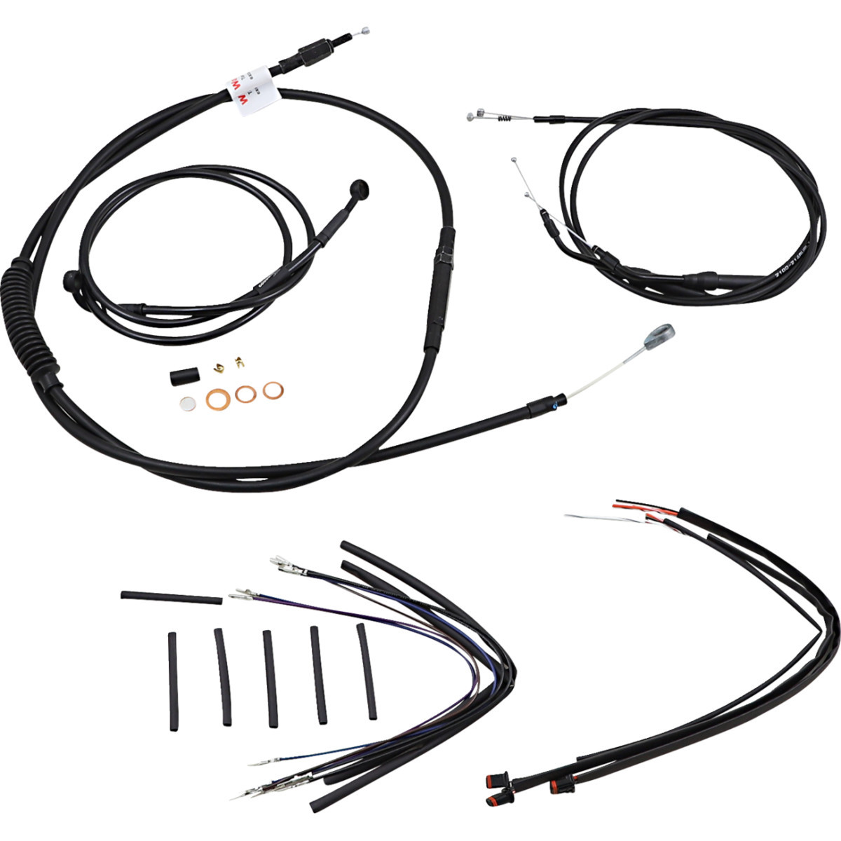 Burly Brand #B30-1150 - Jail Bar Cable Kit - 12" Handlebars - Black Vinyl - '12-'17 Dyna