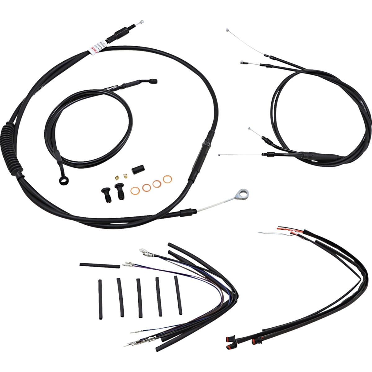 Burly Brand #B30-1151 - Jail Bar Cable Kit - 14" Handlebars - Black Vinyl - '12-'17 Dyna
