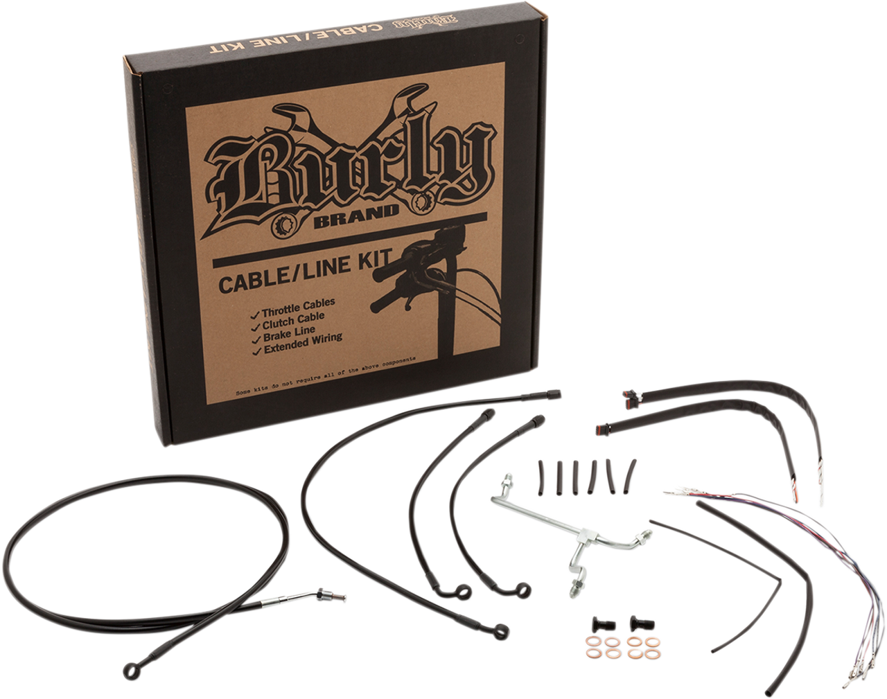 Burly Brand #B30-1169 - Handlebar Cable/Brake Line Kit - Complete - 18" Ape Hanger Handlebars - Stainless Steel