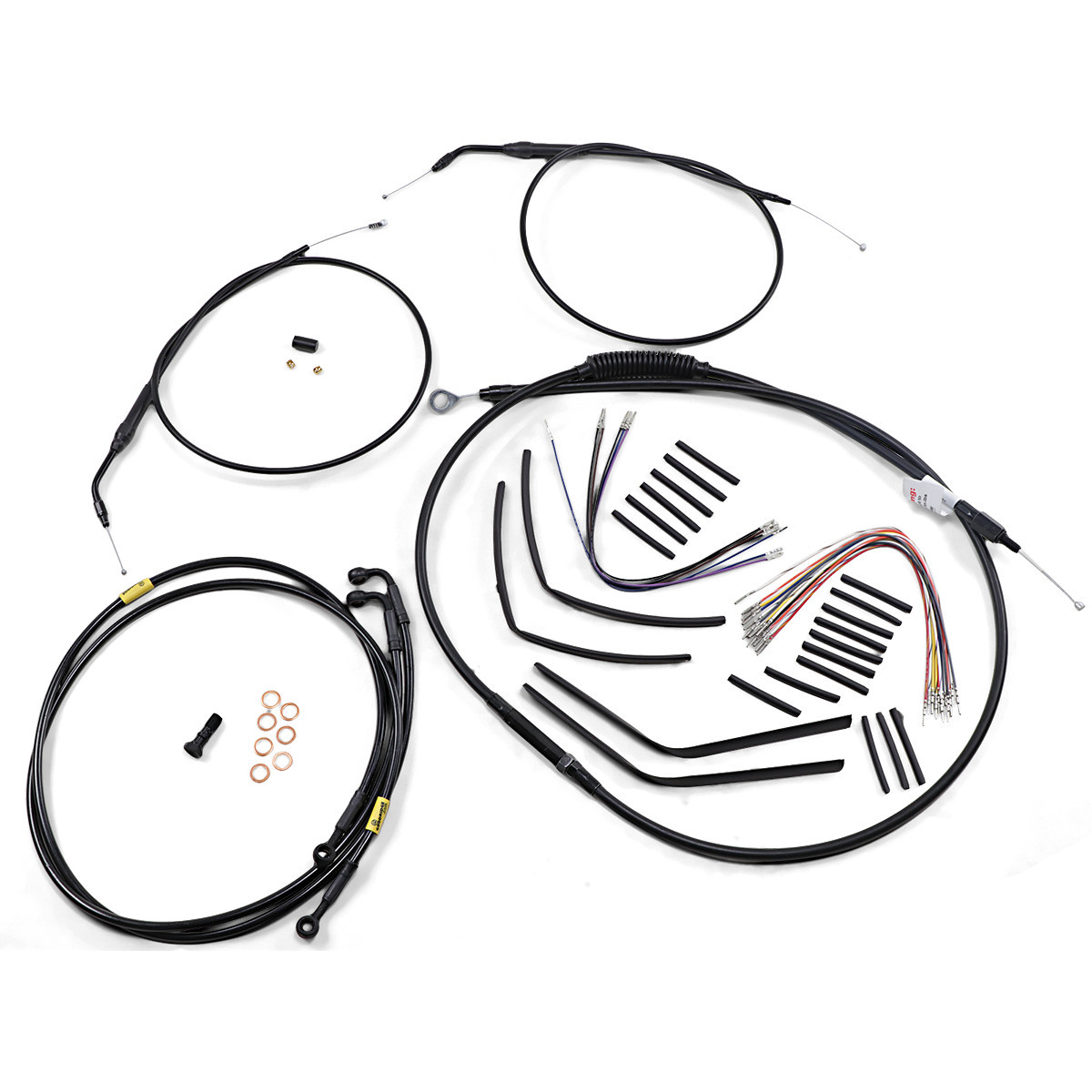 Burly Brand #B30-1195 - Jail Bar Cable Kit - 12" Handlebars - Black Vinyl - '08-'11 FXDF