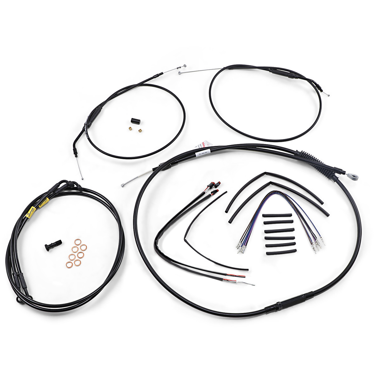 Burly Brand #B30-1200 - Jail Bar Cable Kit - 12" Handlebars - Black Vinyl - '12-'17 Dyna
