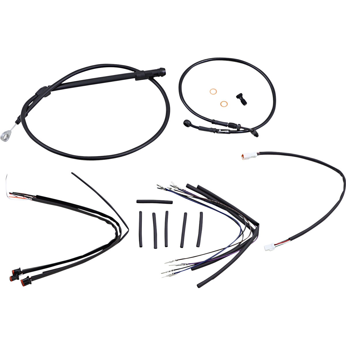 Burly Brand #B30-1252 - Jail Bar Cable Kit - 12" Handlebars - Black Vinyl - '18-'24 Softail