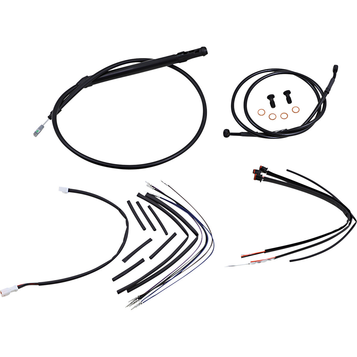 Burly Brand #B30-1258 - Jail Bar Cable Kit - 14" Handlebars - Black Vinyl - '18-'24 Softail