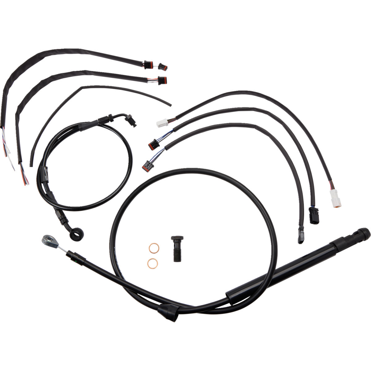 Burly Brand #B30-1262 - Jail Bar Cable Kit - 12" Handlebars - Black Vinyl - '18-'24 FX