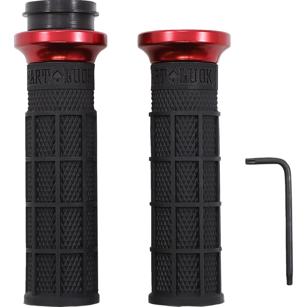 ODI #V31HTW-BB-R - Hart-Luck Signature V-Twin Lock-On™ Grips - TBW - Black/Red
