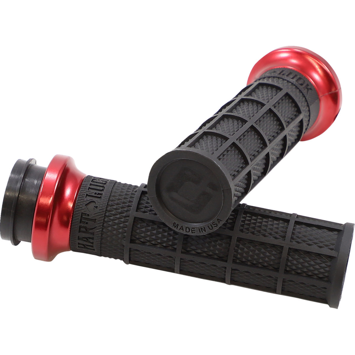 ODI #V31HTW-BB-R - Hart-Luck Signature V-Twin Lock-On™ Grips - TBW - Black/Red