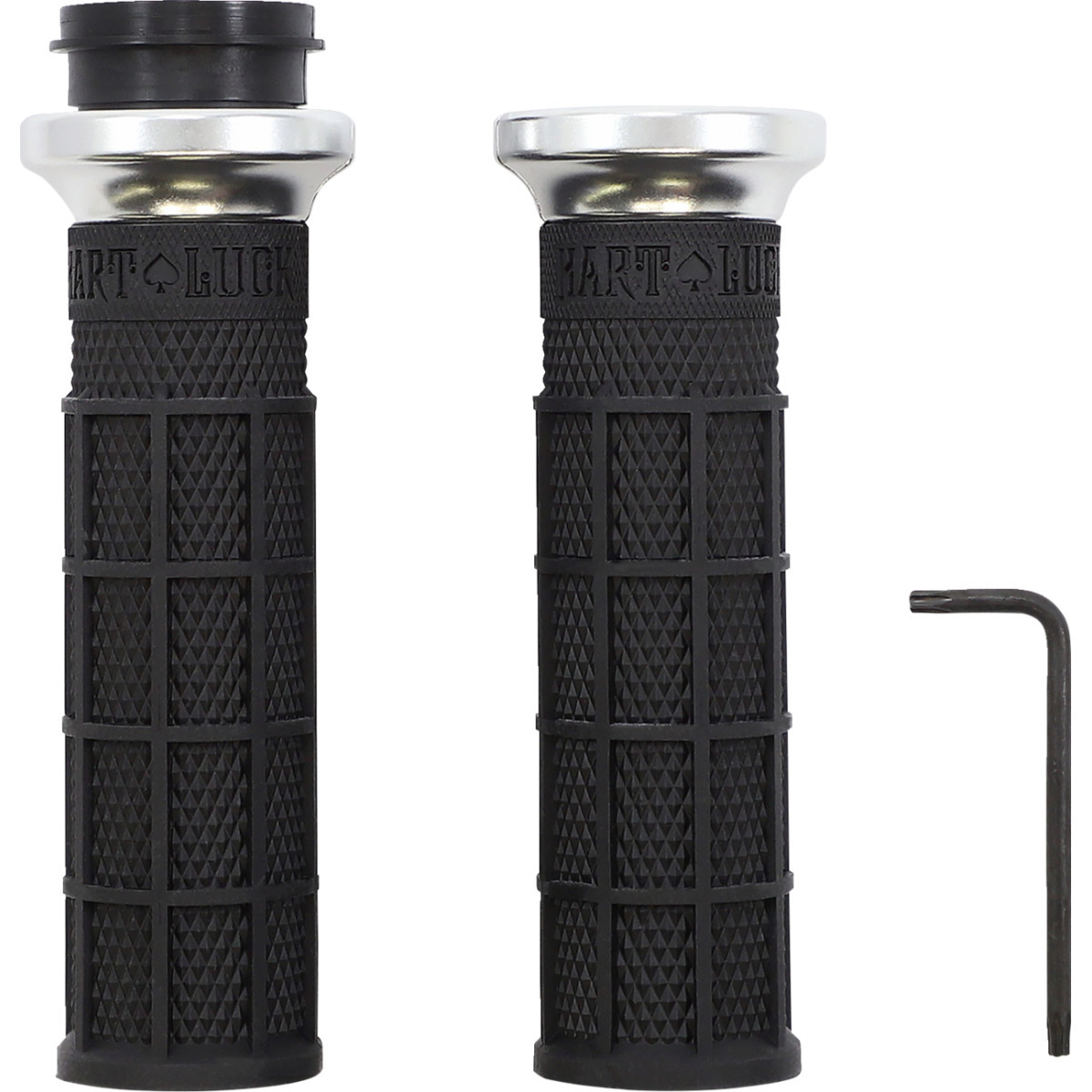 ODI #V31HTW-BB-S - Hart-Luck Signature V-Twin Lock-On™ Grips - TBW - Black/Silver