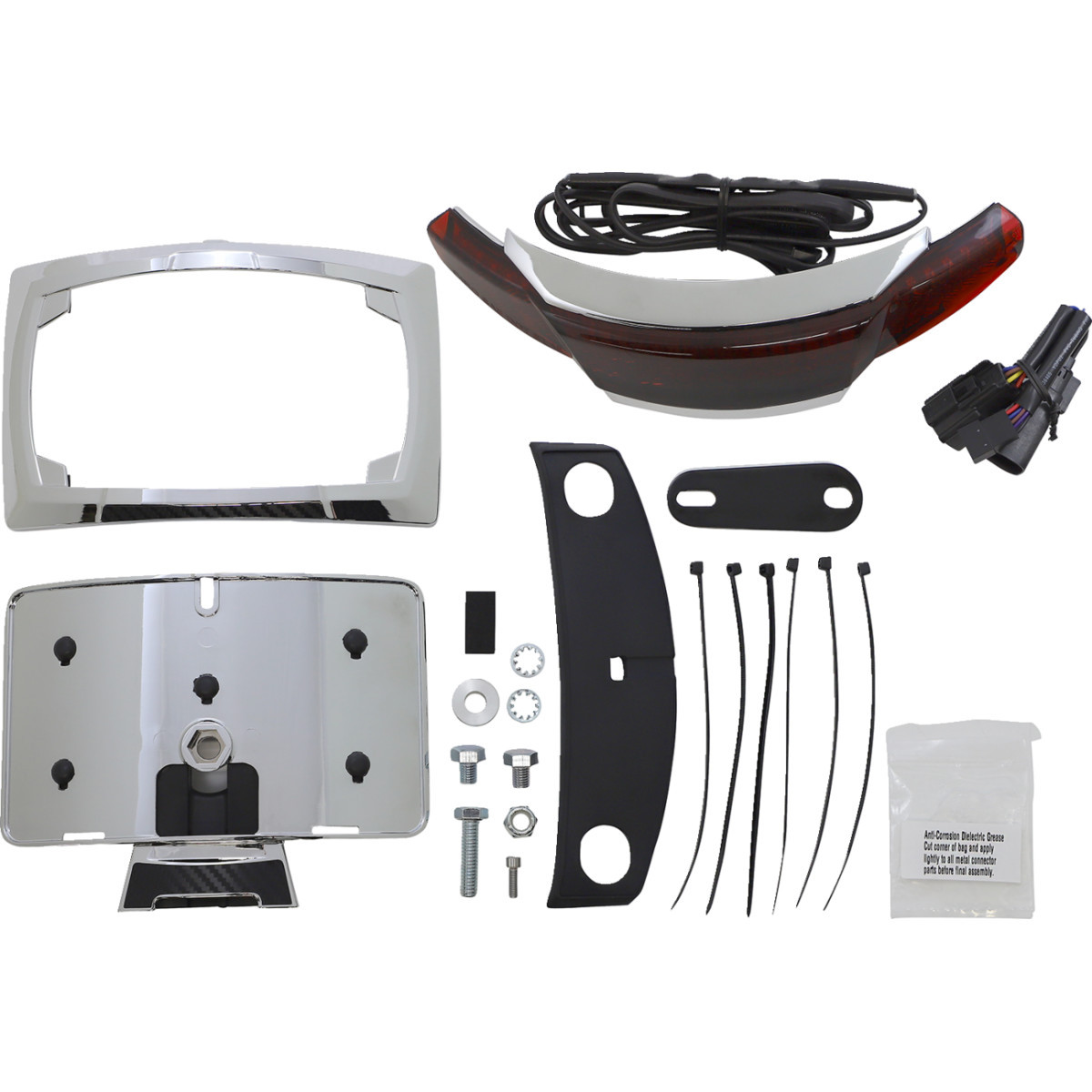 Ciro #40253 - Taillight/License Plate Frame - Chrome - Red Lens